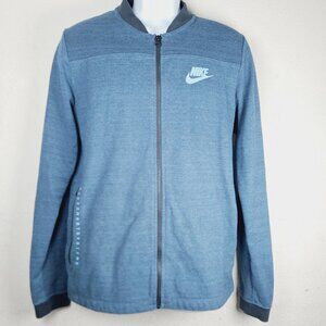 Nike Mens Blue Advance 15 Knit Heather Classic Bomber Jacket Size M